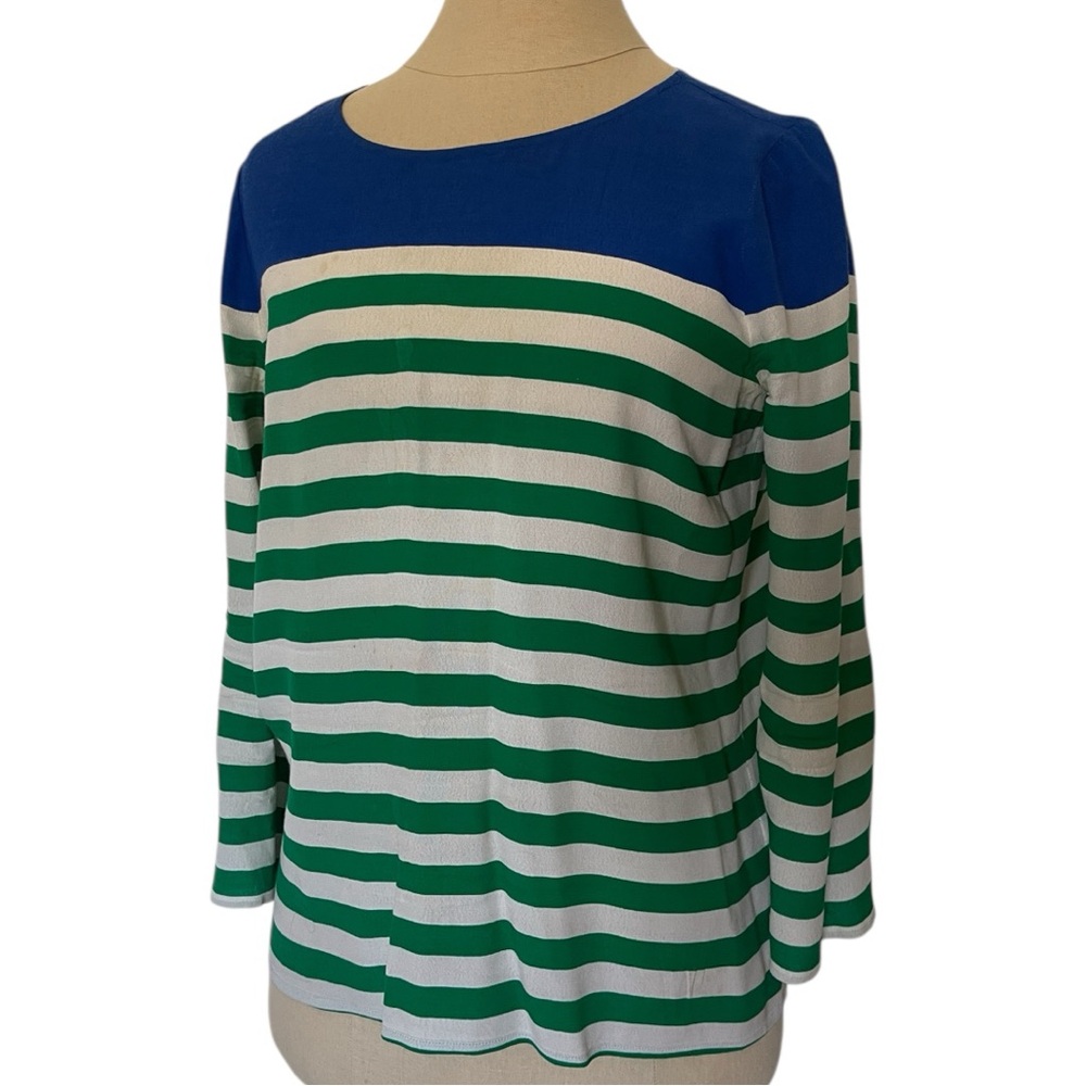 J. Crew Women's Top with Blue and Green Stripes